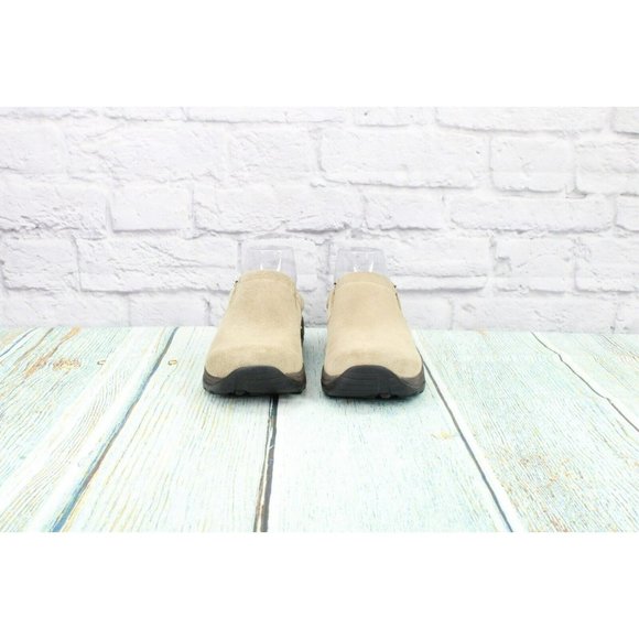 LL Bean Tan Suede Slip-On Round Toe Mules Clogs Shoes Size 7 Medium - Picture 4 of 9